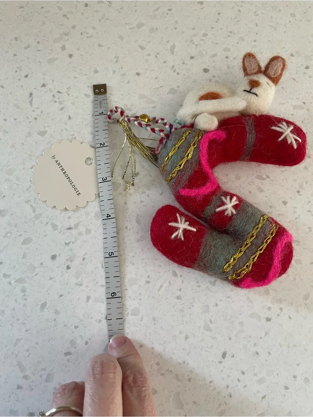 NWT Anthropologie Forest Friends Wool Felt Ornament Monogram S Cat